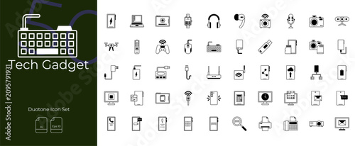 Tableau sur toile Tech Gadget Duotone Editable Icons set