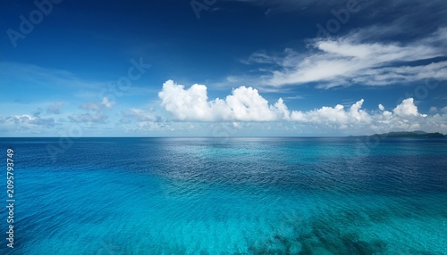 Caribbean Sea And Blue Clouds Sky Travel Background
