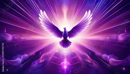 Violet Abstract Aesthetic With Dove Symbol Of God Holy Spirit Pentecost
