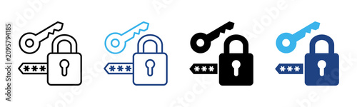 Passwords icon set multiple style collection
