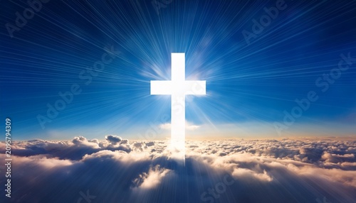 A Radiant Cross Shines Brightly In The Heavens Illuminating The Clouds Below With Divine Light