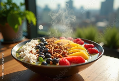 Organic Superfood Smoothie Ultimate Wellness Bowl Aesthetic Minimalist Rooftop Cafe Experience