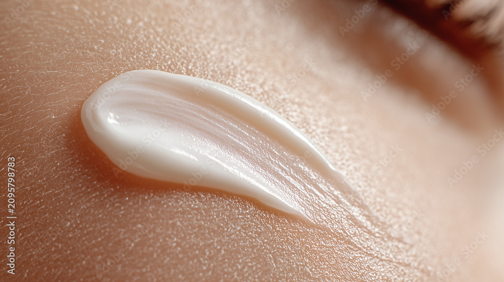 Fototapeta premium Creamy moisturizer swatch on smooth skin texture