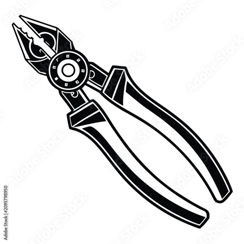 Tableau sur toile solid silhouette vector icon of cutting pliers wit