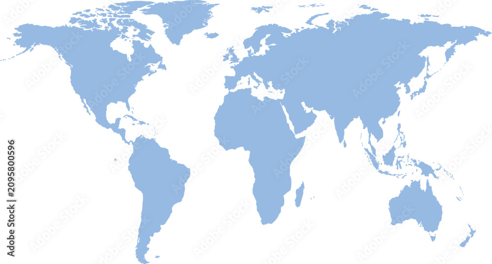 Fototapeta premium World Map Vector Illustration with Blue Continents on White Background