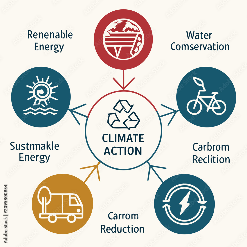 Naklejka premium Climate action and sustainable development goals diagram with sustainability, environment