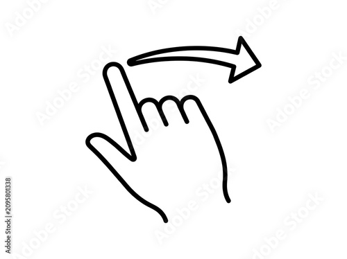 Hand gesture icon, swipe right gesture, touch screen action