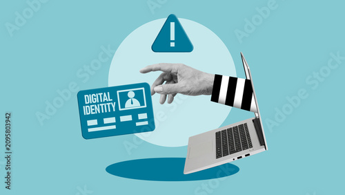 Foto Digital Identity Theft Concept Showing Online Fraud, Account Takeover, Personal