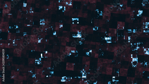 Abstract digital mosaic background with glowing cyber pixels