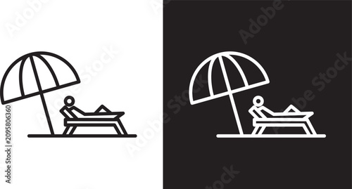 Tableau sur toile Beach chair with umbrella icon
