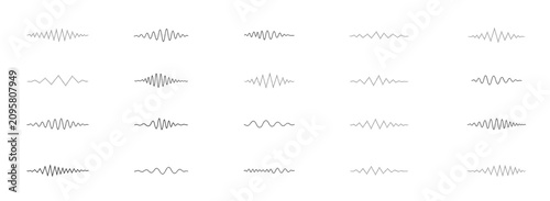 Tableau sur toile Transparent png black audio waveform vector overlay set with electronic soundwav