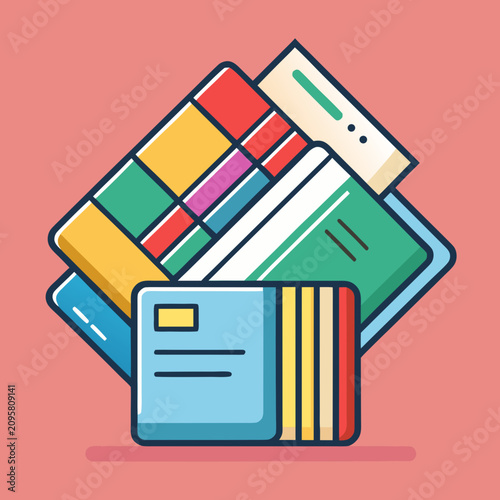 Tableau sur toile Colorful stack of credit and payment cards
