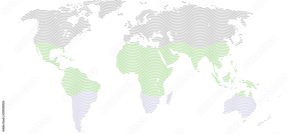 Fototapeta premium World Map with Highlighted Continents Political Vector Illustration