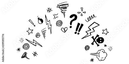 Tableau sur toile Comic book style swear words and angry symbols, set of cartoon expressions for f