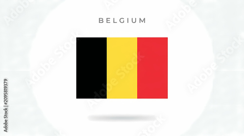 Flag of Belgium and the country name written above