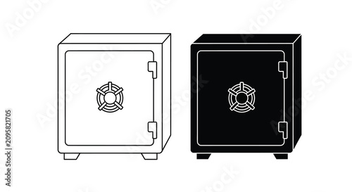 Safe Deposit Box Silhouette Black And White Line Art Silhouette