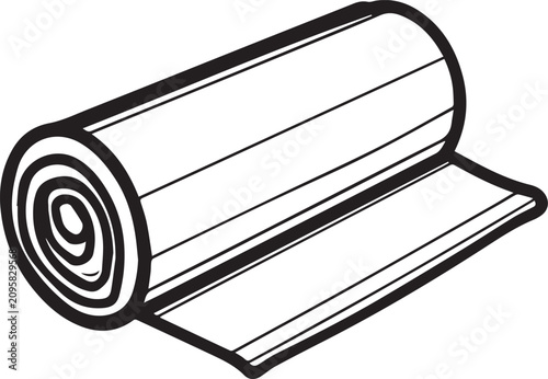 Картината върху платно Rolled paper, drawing, isolated on white, line art