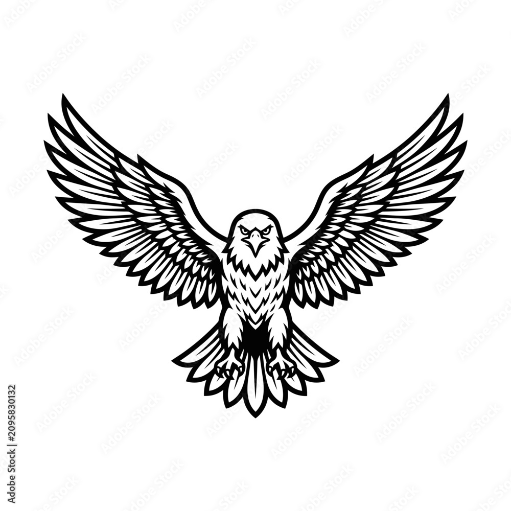 Fototapeta premium Flying owl with spread wings soaring.