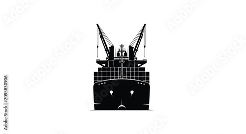 Принти на полотні Cargo ship front view black silhouette vessel
