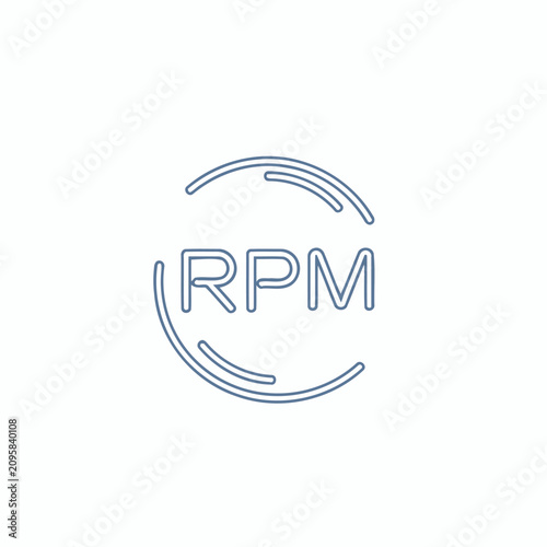 Minimalist RPM icon with blue circular motion lines