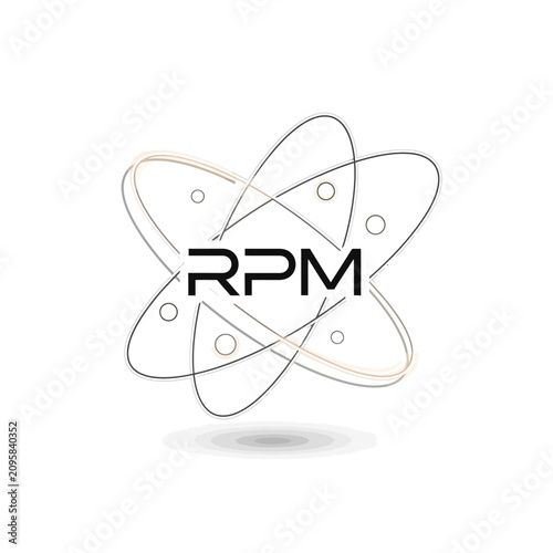 Minimalist RPM logo with science inspired atomic orbit design