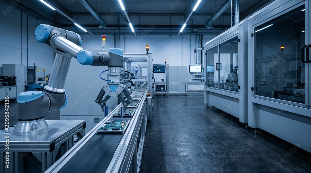 Obraz premium Robotic arm in a smart factory automation