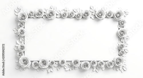 Floral border frame with roses decoration.