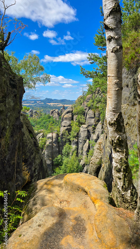 Bild auf Leinwand Schrammsteinaussicht view in Saxon Switzerland