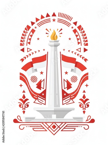 Monas Flat Illustration for Indonesia Independence