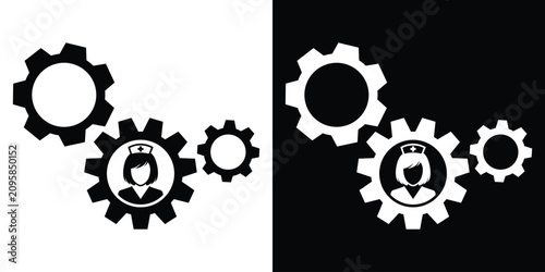Fotografía Female nurse icons integrated into a gear system