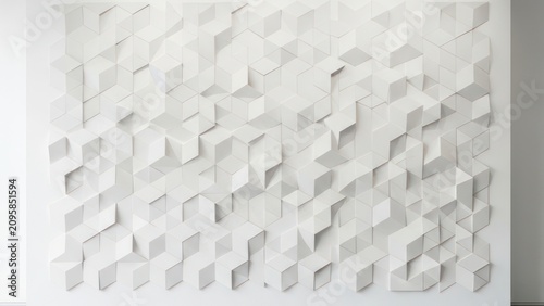 White Abstract 3D Geometric Wall Pattern