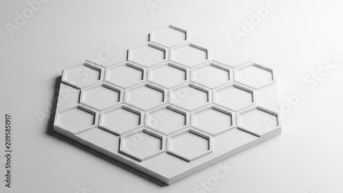 Minimalist White 3D Hexagonal Grid Structure