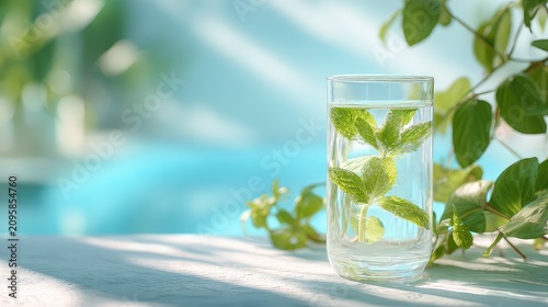 Fresh Mint Leaves Infused Water in Clear Glass Near Green Plants