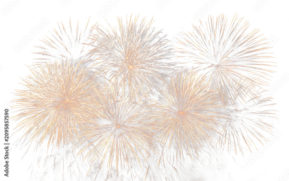 Obraz premium Golden Holiday Fireworks with Radiant Glitter Overlay PNG