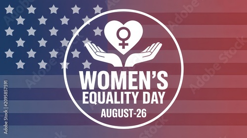 Women's Equality Day Icon with American Flag Background, August 26