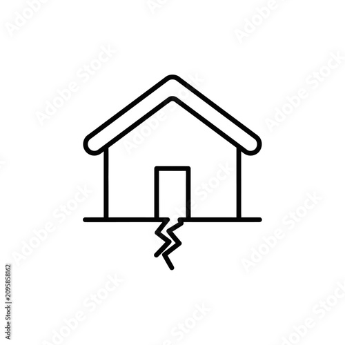 House icon with cracked foundation representing earthquake damage
