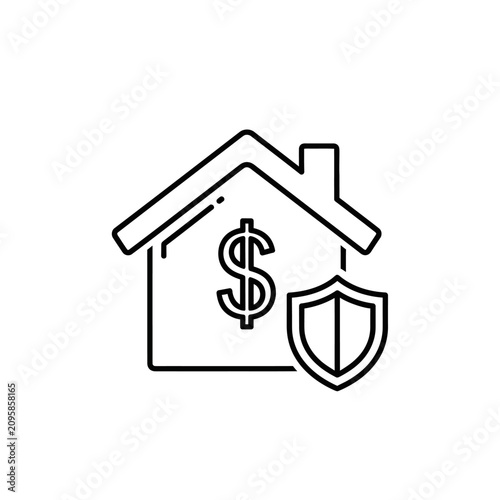 House icon with dollar sign and shield protection.