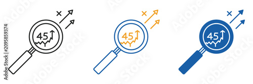 Market Research Financial Analysis Icon Set Outline Two-Tone Glyph
