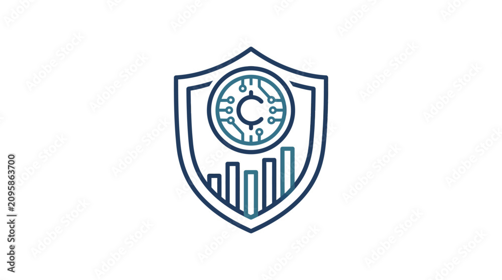 Obraz premium A digital shield icon representing secure financial technology and data protection