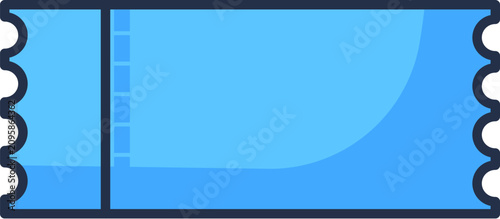 Fotografi Blue admission ticket flat illustration representing event access entertainment