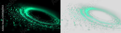 Obraz na płótnie Abstract Green Particle Orbit with Neon Glow PNG