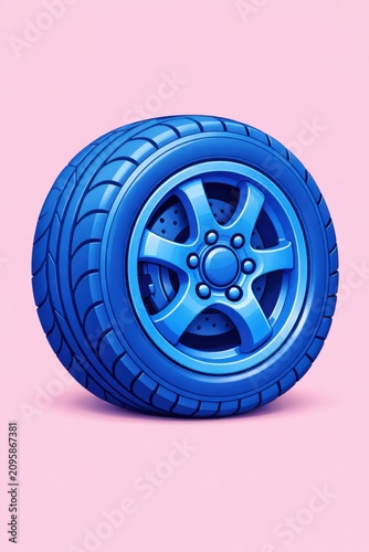 blue tire on pink background