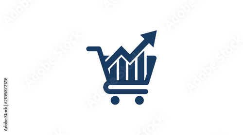 Fotografija Shopping cart with growing graph.