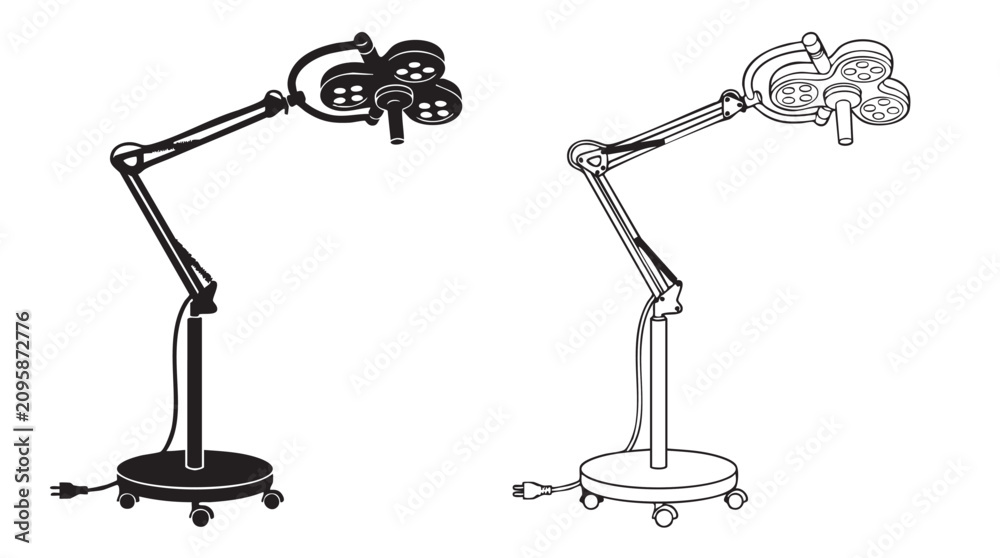 Fototapeta premium black silhouette with line art vector icon of doctor's examination light