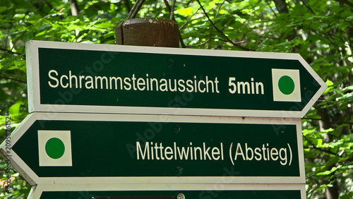 Foto Schrammsteinaussicht hiking sign in Saxon Switzerland
