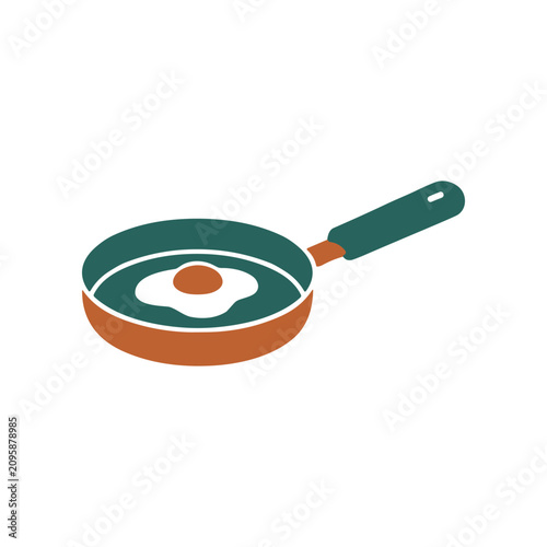 Bild auf Leinwand Frying pan with fried egg inside.