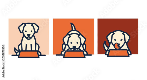 Dog Feeding Routine Sequence Vector Illustration