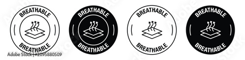Fotografía Breathable material vector symbol set