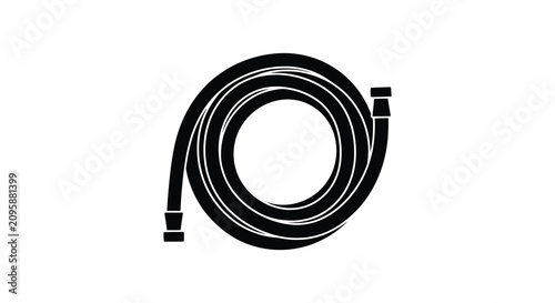 Fényképezés Coiled garden hose silhouette on a white background