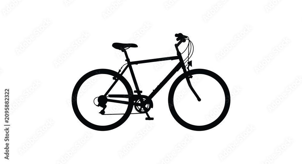Fototapeta premium Bicycle Silhouette Against A White Background Minimalist Design